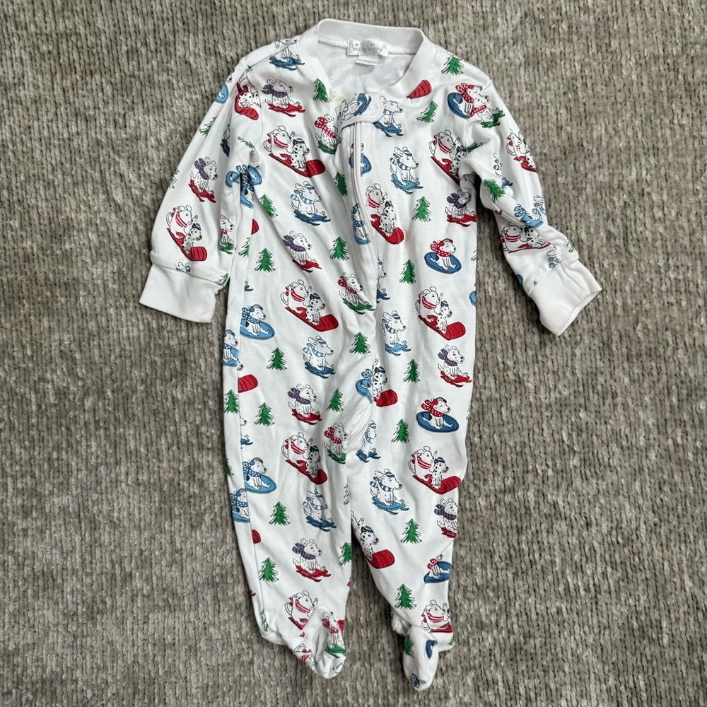 Kissy Kissy Baby Footed Sleeper 9M White‎ Pima Cotton Polar Bear Winter Print